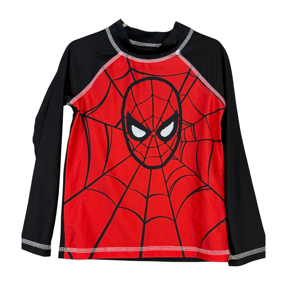 Marvel Spider-Man Kids Rash Guard Long Sleeve Swim Shirt UPF 50+ Superhero 4T
